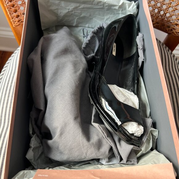 vintage Miu Miu black patent peep toe wedges size 37 Brand New NIB - Picture 8 of 11